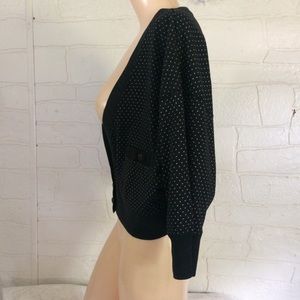 Vintage 80s shirt Slouchy Black White Polka Dot Top